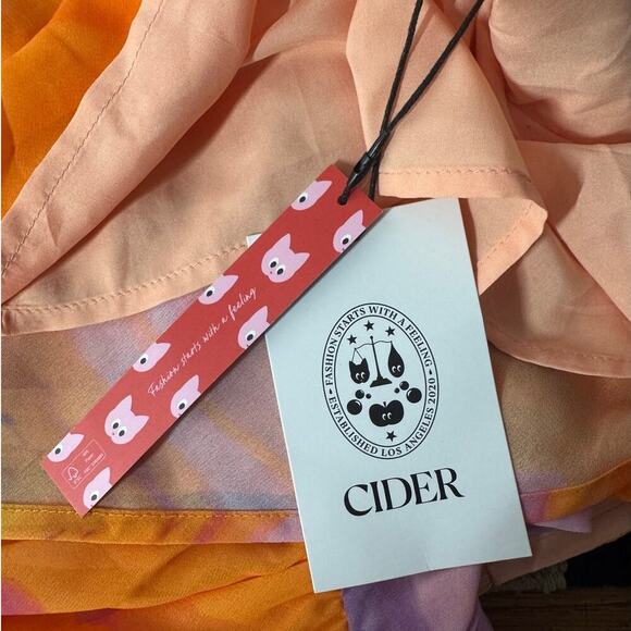 Cider Dress Women L-XL Curve and Plus Orange Ombre Ruffle Mini Y2K Spring Party - Picture 4 of 6